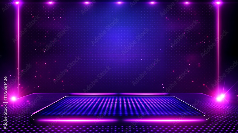Obraz premium Futuristic Purple and Blue Neon Stage Design