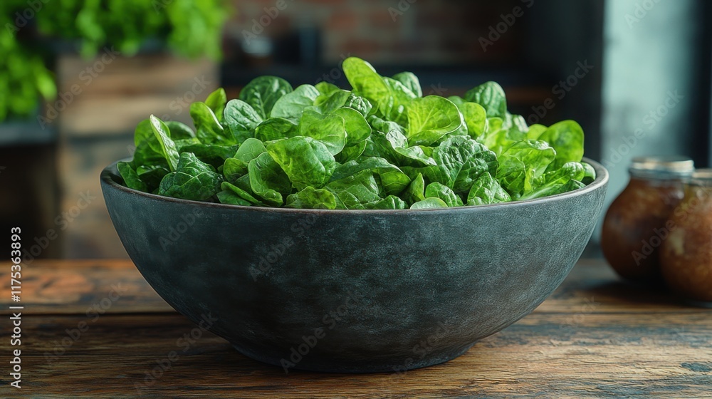 Fresh Spinach in a Dark Bowl Transparent Background. Fresh Spinach in a Dark Bowl Transparent Background.