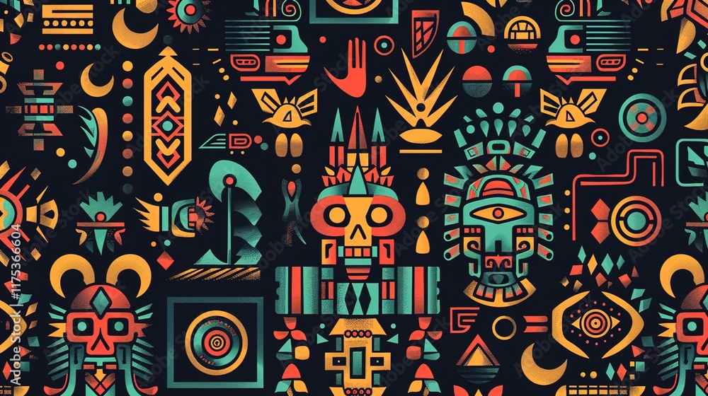 Fototapeta premium aztec symbol seamless pattern wallpaper
