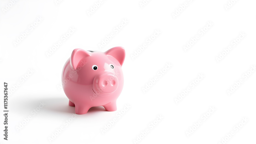 Pink piggy bank on the white background. Generative AI Pink piggy bank on the white background. Generative AI