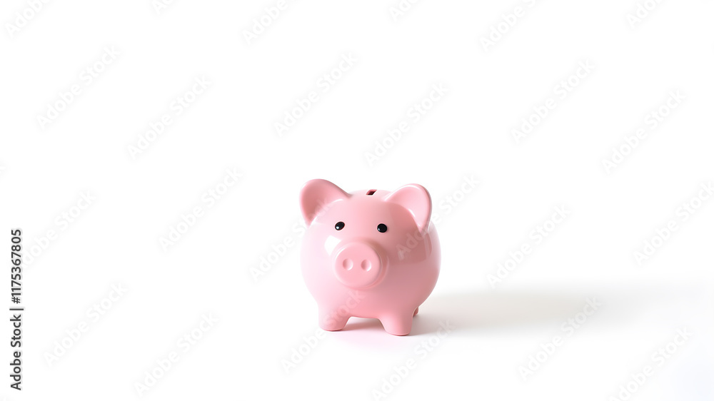 Pink piggy bank on the white background. Generative AI