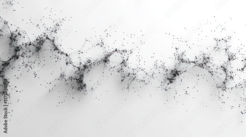 Obraz premium Abstract flowing dark particles on white background.