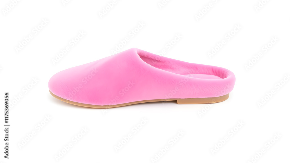 Fototapeta premium Pink slipper on a white background, Generative AI