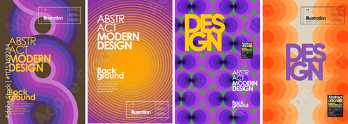 Design. Vector abstract modern illustration of geometric shapes, optical illusion, circles, stripes, gradient, line for poster, card, background, cover, brochure, flyer or pattern