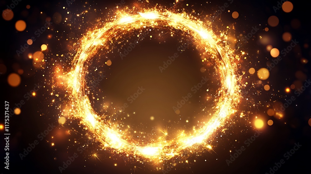 Fototapeta premium Golden Sparkler Ring Abstract Background Design