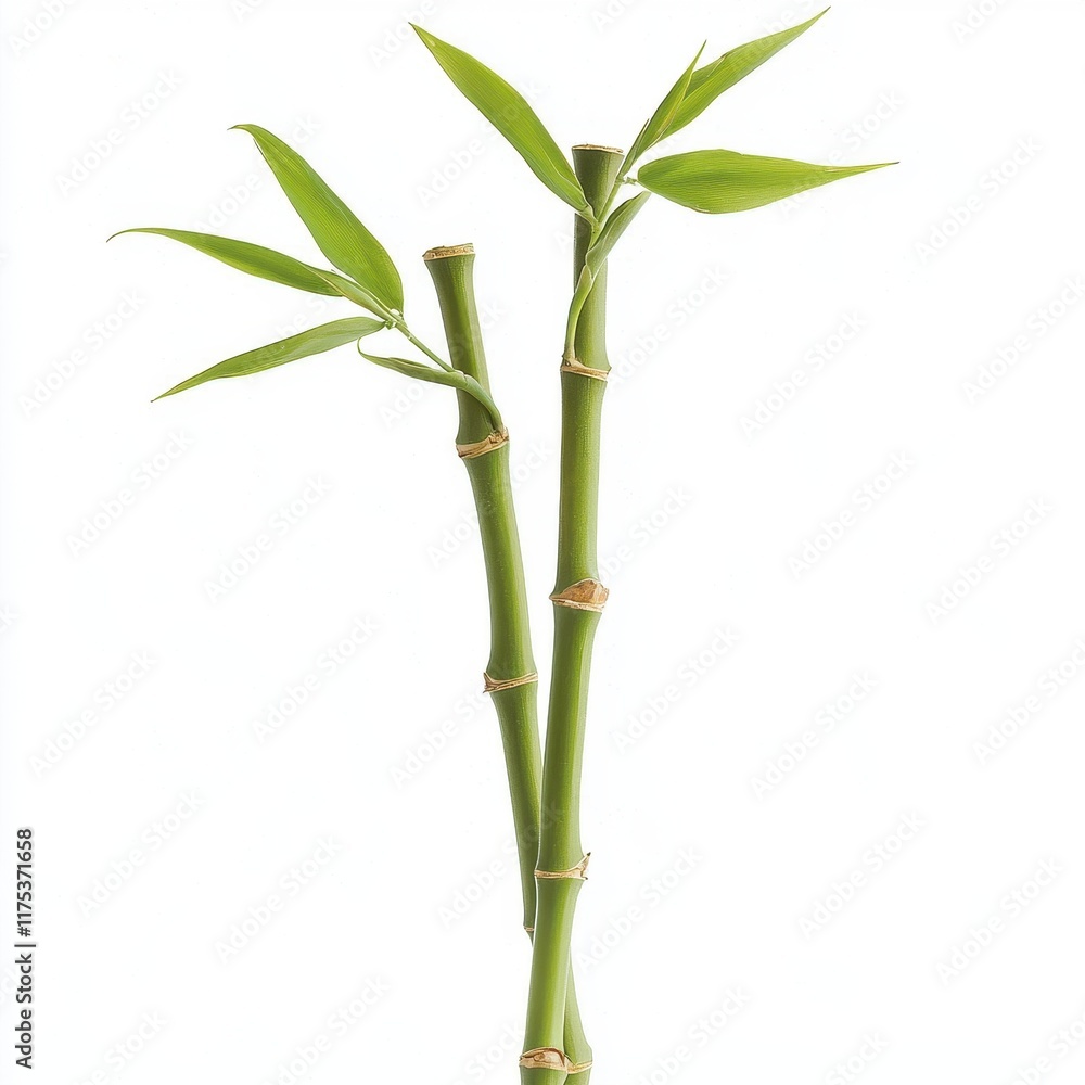 Obraz premium a lucky bamboo plant clipart, prosperity decoration, realistic green stems, isolated on white background