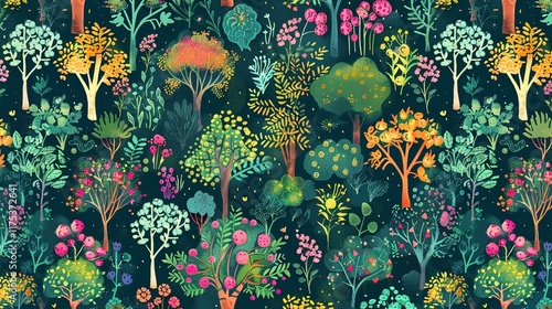 enchanted forest seamless pattern wallpaper