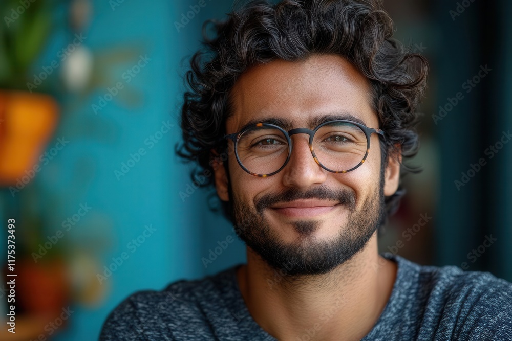 confident arab young man standing against a blue background smiling and showcasing professionalism representing diversity and success in a contemporary work setting confident arab young man standing against a blue background smiling and showcasing professionalism representing diversity and success in a contemporary work setting