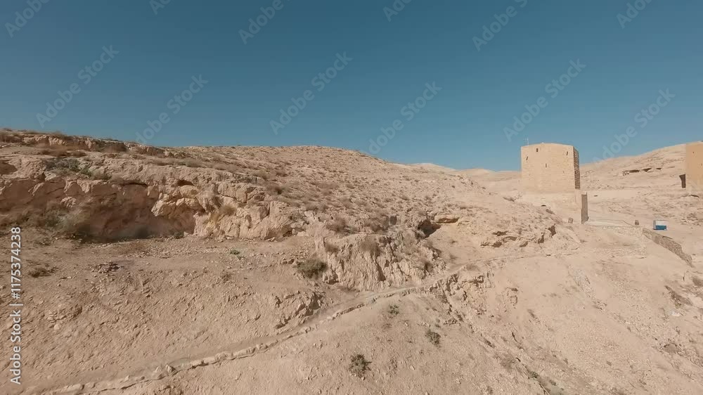 Aerial FPV video above the sacred monastery of Mar Saba Israel Aerial FPV video above the sacred monastery of Mar Saba Israel