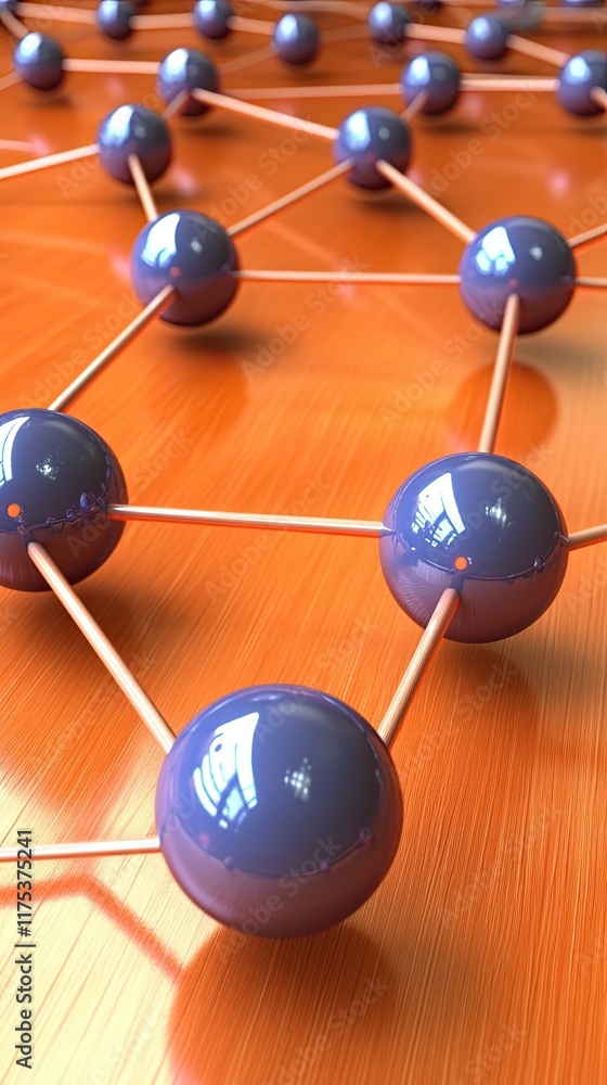 Obraz premium Exploring the Intricacies of an Abstract Atom Model on a Wooden Surface in a Scientific Setting