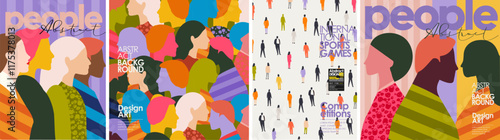 People. Modern vector illustration of diverse abstract people silhouettes with vibrant patterns. Perfect for background, poster, pattern, branding, and creative designs