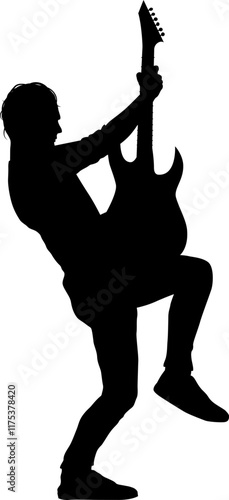 Une silhouette d'un musicien qui joue de la guitare