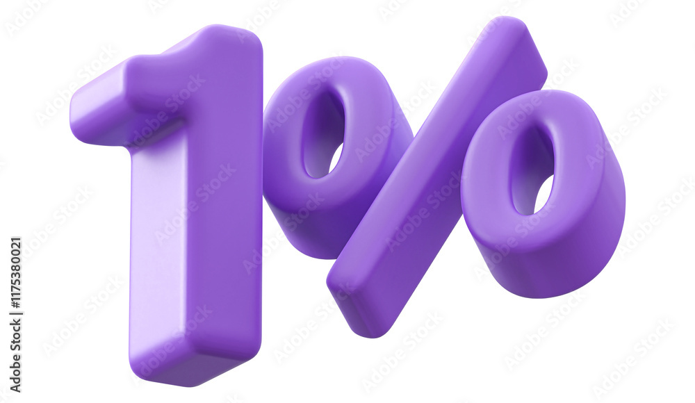 1 Percent Purple Number Promotion 3D Render 1 Percent Purple Number Promotion 3D Render