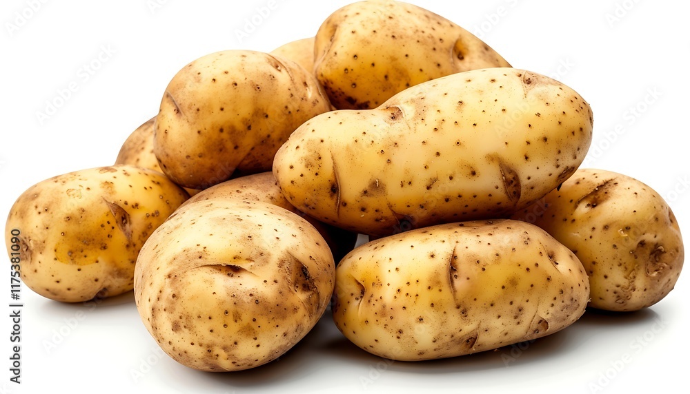 Potatoes isolated on white background. Clipping Path. Full depth of field. Potatoes isolated on white background. Clipping Path. Full depth of field.