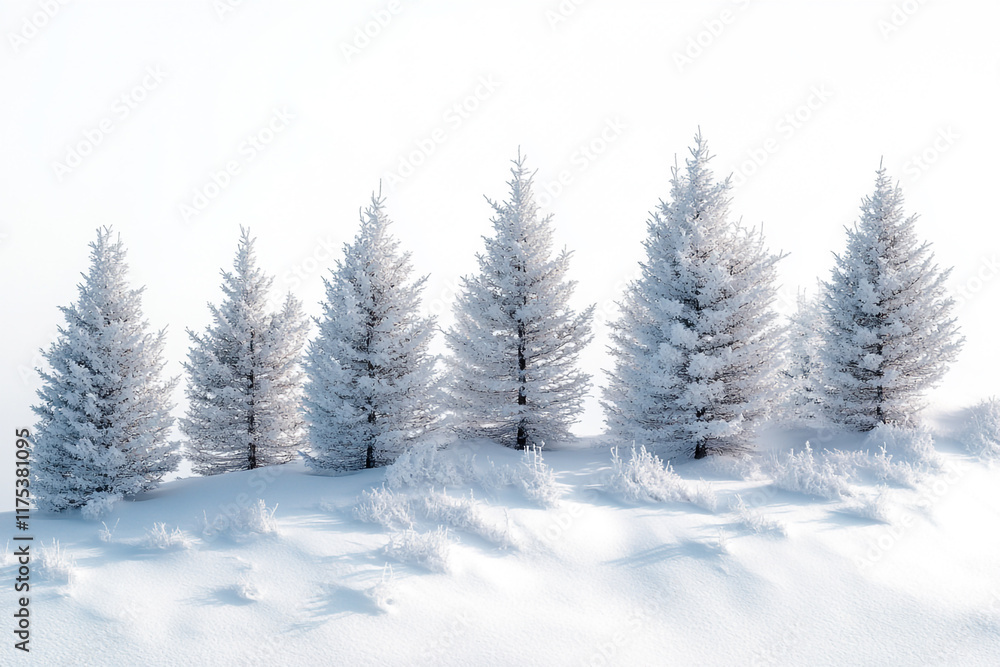 Frosty Pines Stand Tall In Winter Snowscape Frosty Pines Stand Tall In Winter Snowscape