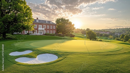 Majestic Golf Course at Sunset: A Luxurious Country Club Escape