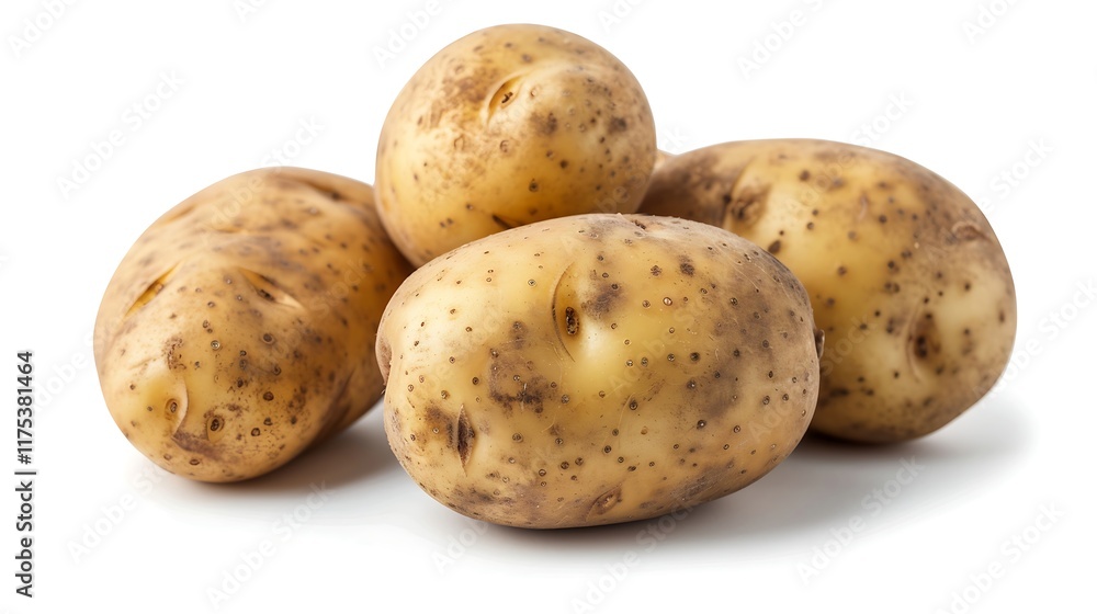 Potatoes isolated on white background. Clipping Path. Full depth of field. Potatoes isolated on white background. Clipping Path. Full depth of field.