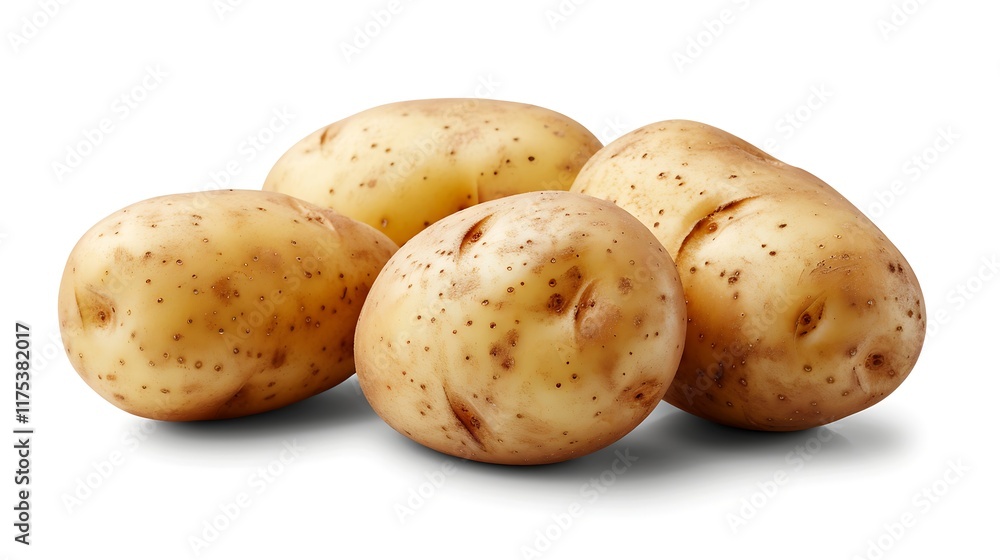 Potatoes isolated on white background. Clipping Path. Full depth of field. Potatoes isolated on white background. Clipping Path. Full depth of field.