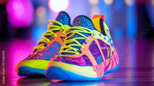 Vibrant Zumba Dance Shoes in Studio Light - Energetic Fitness Concept with Colorful Footwear for Dance Workouts