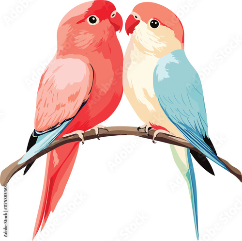 Color parrot bird icon set 