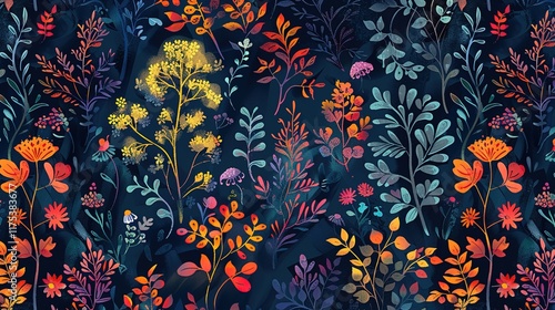 enchanted forest seamless pattern wallpaper