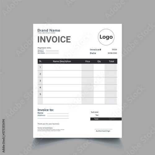 Minimal Invoice Vector Design Template