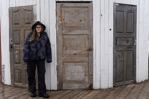 person in front of an door