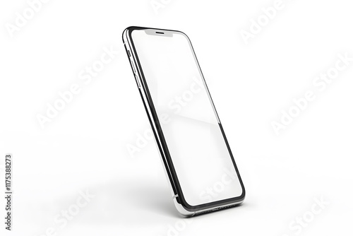 Realistic mockup of blank phone with clear screen and sharp edges on white background