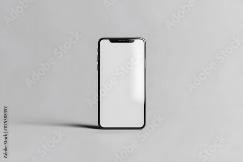 Blank phone mockup with clear screen and sharp edges on realistic white background