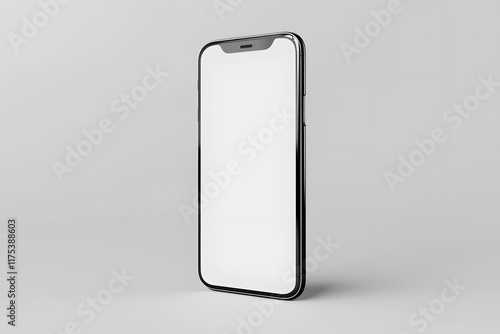 Realistic isolated blank phone mockup with clear screen and sharp edges on white
