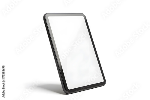 Realistic mockup of blank tablet with sharp edges and clear screen on white background