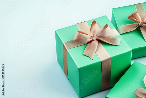 Wallpaper Mural Beautifully Wrapped Green Gift Box with Ribbon
 Torontodigital.ca