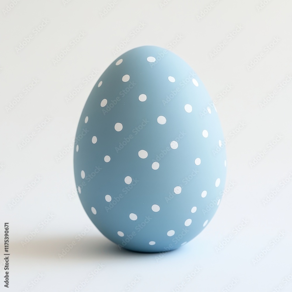 A blue egg with white polka dots on it A blue egg with white polka dots on it