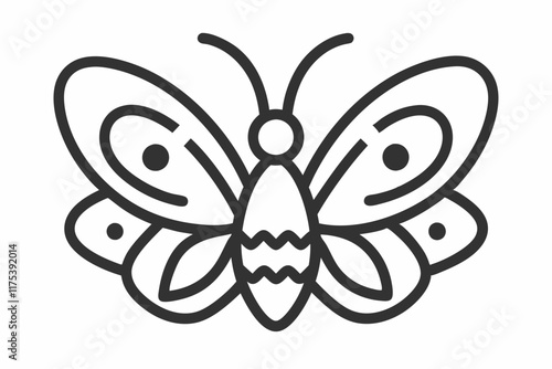 Butterfly outline with linear flat details Coloring page. Cute butterfly collection line art vector design

