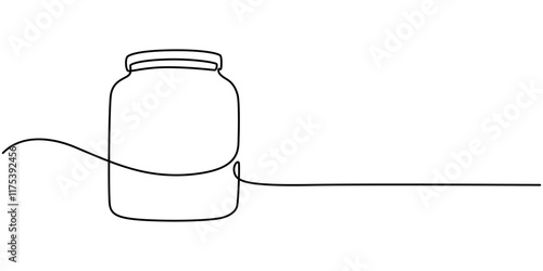Jar bottle icon line continuous drawing vector. One line jar icon vector background. Bottle icon. Continuous outline of a jar icon, Medicine container, pill bottle, vitamins and supplements jar, pro. 