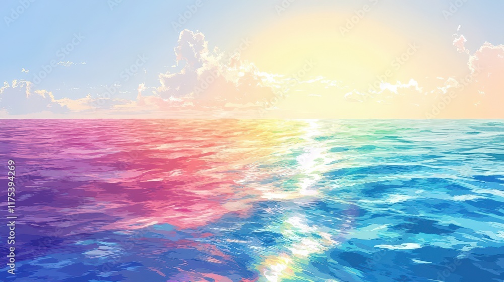 Serene Ocean Sunset Colorful Waterscape Sky Serene Ocean Sunset Colorful Waterscape Sky