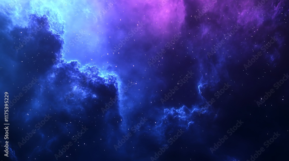 Naklejka premium Vibrant nebula clouds illuminated with star clusters in the deep expanse of space