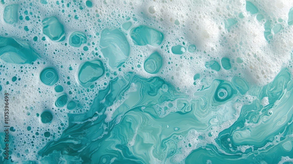Abstract Teal Swirls and White Foam Texture Abstract Teal Swirls and White Foam Texture