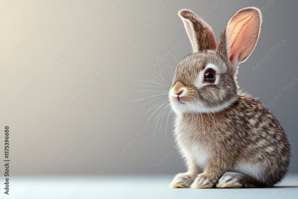 Obraz premium Adorable Bunny on Peach Background
