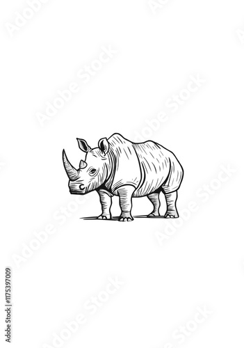 Black and White Rhino Vector Artwork