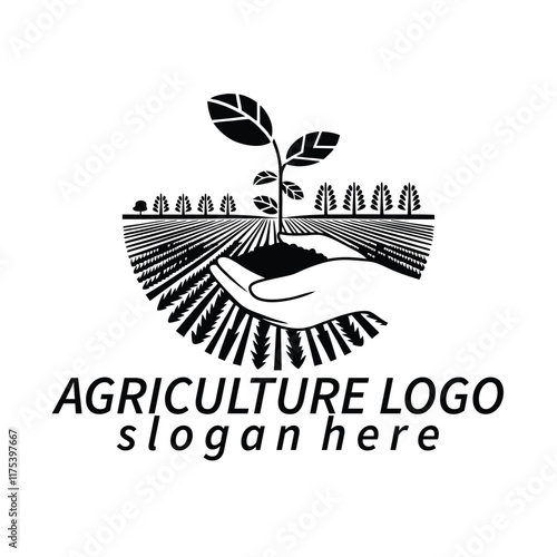 Unique natural landscape eco hemp agriculture farm organic logo