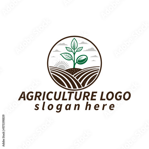 Unique natural landscape eco hemp agriculture farm organic logo