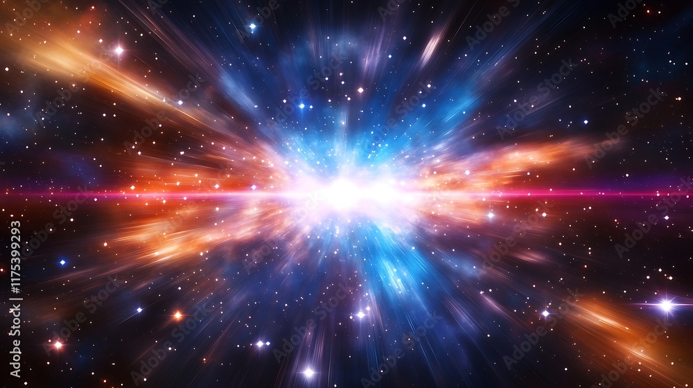 Fototapeta premium Dynamic colorful nebula with brilliant light patterns surrounded by cosmic star clusters