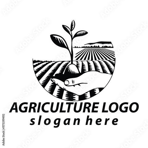 Unique natural landscape eco hemp agriculture farm organic logo