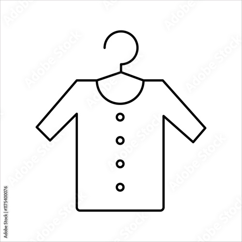 Hanger line black icon isolated on white background. Wardrobe sign, clothes rack symbol or cloakroom pictogram. Vector illustration.