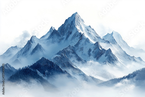 Wallpaper Mural Majestic Snowy Mountain Peaks Enveloped in Mist Torontodigital.ca