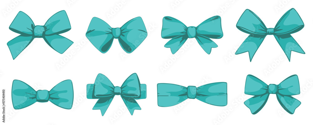 A set of pink ribbon bows in a vector illustration with flat colors. Hand-drawn in a minimalist style A set of pink ribbon bows in a vector illustration with flat colors. Hand-drawn in a minimalist style