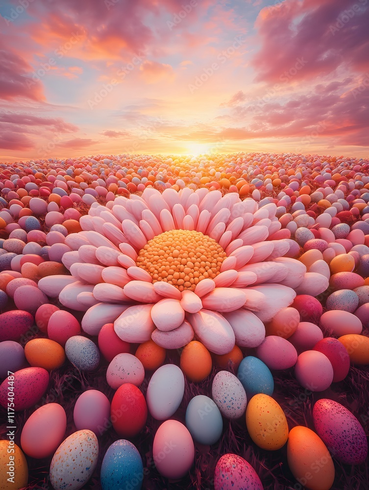 Obraz premium A_field_of_colorful_Easter_eggs