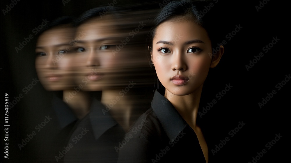 Intriguing Portrait of a Woman with Motion Blur Background Intriguing Portrait of a Woman with Motion Blur Background
