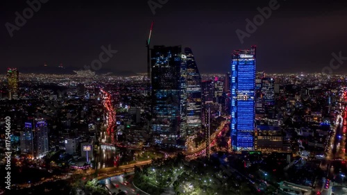 Beautiful aerial hyperlapse footage of the capital of Mexico city.